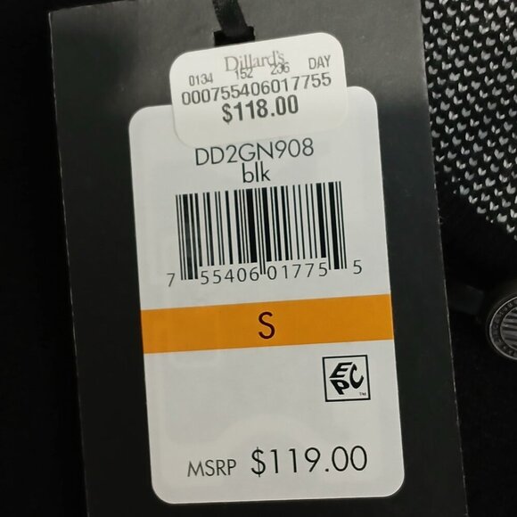 DKNY SWEATER SHEATH FITTED DRESS, BLACK WITH WHITE STITCHING, SIZE SMALL - Picture 6 of 10